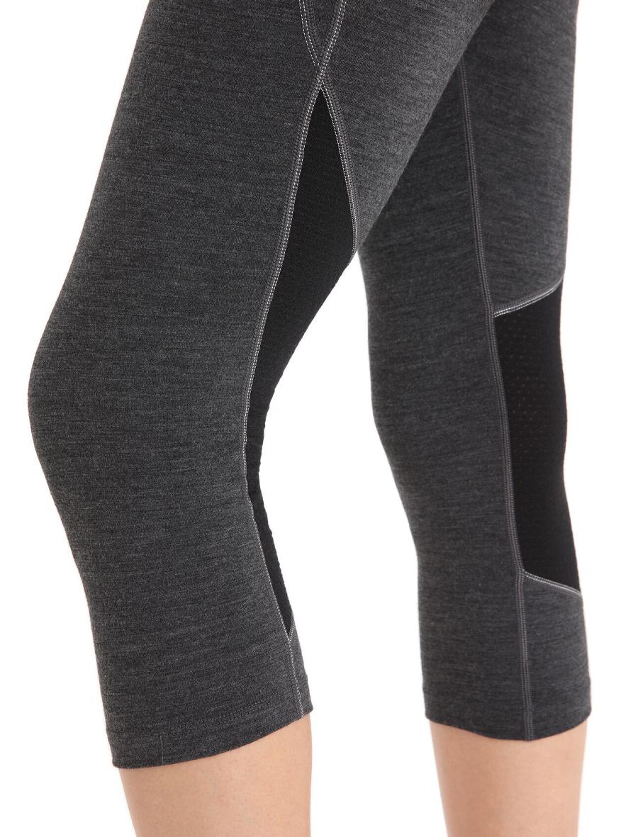 Jet Heather / Black Icebreaker BodyfitZone™ Merino 260 Zone 3/4 Thermal Leggings Women's Base Layers | AU 1868LISH